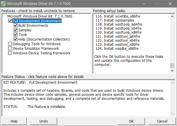 WDK 7.1 설치 구성 설정